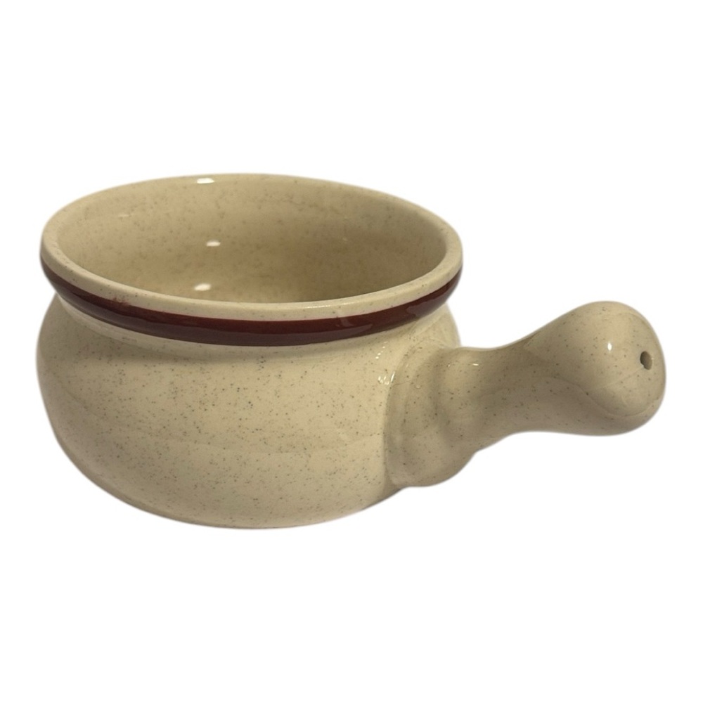 VINTAGE | Ceramic Soup Bowl with Handle | Scandia | 1970’s | Cream & Brown